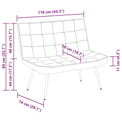 Ławka kremowa 110x74x84 cm aksamitna