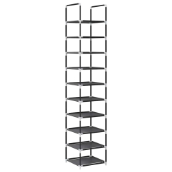 Stojak na buty 10-poziomowy czarny 33x33x174 cm
