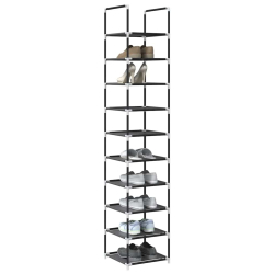 Stojak na buty 10-poziomowy czarny 33x33x174 cm