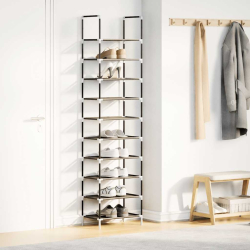 Stojak na buty 10-poziomowy czarny 44x28x180 cm