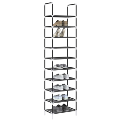 Stojak na buty 10-poziomowy czarny 44x28x180 cm
