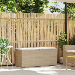 Ławka ogrodowa z poduszką beżowa 110x40x44 cm polirattan