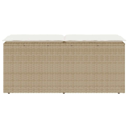 Ławka ogrodowa z poduszką beżowa 110x40x44 cm polirattan