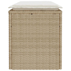 Ławka ogrodowa z poduszką beżowa 110x40x44 cm polirattan