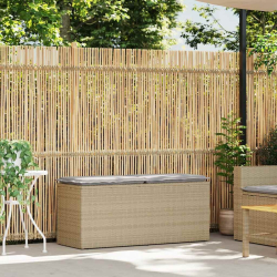 Ławka ogrodowa z poduszką beżowa 110x40x44 cm polirattan