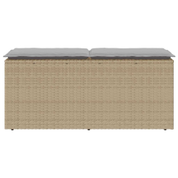 Ławka ogrodowa z poduszką beżowa 110x40x44 cm polirattan