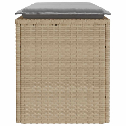 Ławka ogrodowa z poduszką beżowa 110x40x44 cm polirattan