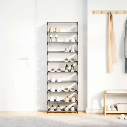 Stojak na buty 10-poziomowy Szary 54x28x158 cm