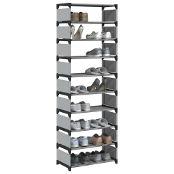 Stojak na buty 10-poziomowy Szary 54x28x158 cm