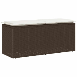 Ławka ogrodowa z poduszką Brązowa 110x40x44 cm Polirattan