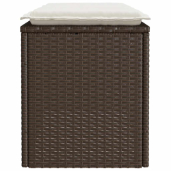 Ławka ogrodowa z poduszką Brązowa 110x40x44 cm Polirattan