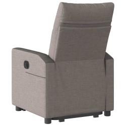Podnoszony fotel rozkładany, elektryczny, kolor taupe, tkanina
