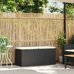 Ławka ogrodowa z poduszką Czarna 110x40x44 cm Polirattan