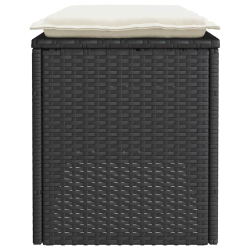Ławka ogrodowa z poduszką Czarna 110x40x44 cm Polirattan