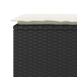 Ławka ogrodowa z poduszką Czarna 110x40x44 cm Polirattan