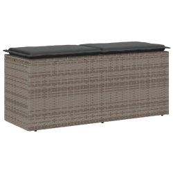 Ławka ogrodowa z poduszką Szara 110x40x44 cm Polirattan