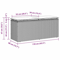 Ławka ogrodowa z poduszką Szara 110x40x44 cm Polirattan