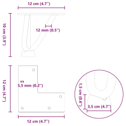Nogi do stołu Hairpin, 4 szt., naturalna stal, 10 cm, lita stal