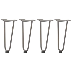Nogi do stołu Hairpin, 4 szt., naturalna stal, 30 cm, lita stal