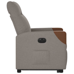 Podnoszony fotel rozkładany, elektryczny, kolor taupe, tkanina