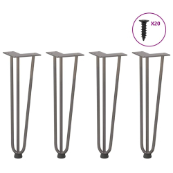Nogi do stołu Hairpin, 4 szt., naturalna stal, 42 cm, lita stal