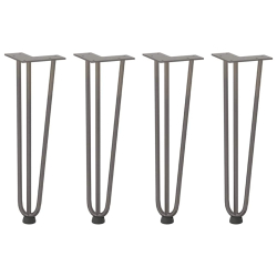 Nogi do stołu Hairpin, 4 szt., naturalna stal, 42 cm, lita stal