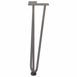 Nogi do stołu Hairpin, 4 szt., naturalna stal, 42 cm, lita stal