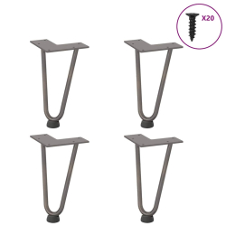 Nogi do stołu Hairpin, 4 szt., naturalna stal, 20 cm, lita stal