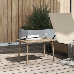 Stolik kawowy ogrodowy prostokątny beżowy 60x40x37cm polirattan