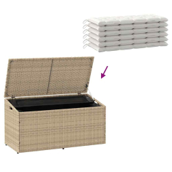 Skrzynia ogrodowa beżowa 110x50x58 cm polirattan