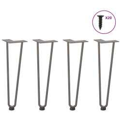 Nogi do stołu Hairpin, 4 szt., naturalna stal, 42 cm, lita stal