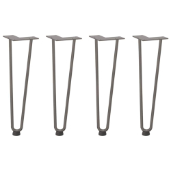 Nogi do stołu Hairpin, 4 szt., naturalna stal, 42 cm, lita stal