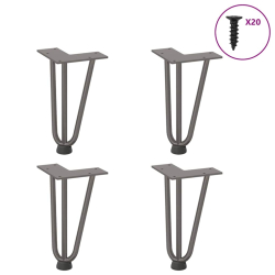 Nogi do stołu Hairpin, 4 szt., naturalna stal, 20 cm, lita stal