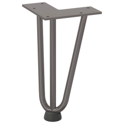 Nogi do stołu Hairpin, 4 szt., naturalna stal, 20 cm, lita stal