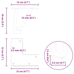 Nogi do stołu Hairpin, 4 szt., naturalna stal, 10 cm, lita stal