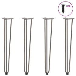 Nogi do stołu Hairpin, 4 szt., naturalna stal, 72 cm, lita stal