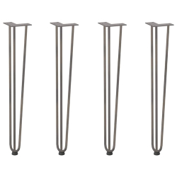 Nogi do stołu Hairpin, 4 szt., naturalna stal, 72 cm, lita stal