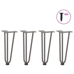 Nogi do stołu Hairpin, 4 szt., naturalna stal, 30 cm, lita stal