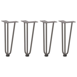 Nogi do stołu Hairpin, 4 szt., naturalna stal, 30 cm, lita stal
