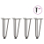 Nogi do stołu Hairpin, 4 szt., naturalna stal, 30 cm, lita stal