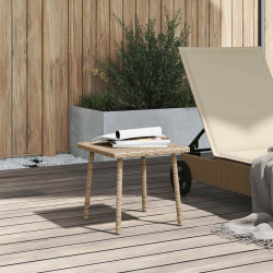 Stolik kawowy ogrodowy prostokątny beżowy 40x40x37cm polirattan