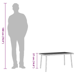 Stolik kawowy ogrodowy prostokątny czarny 80x40x37cm polirattan