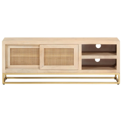 Szafka pod TV, 110x30x40 cm, lite drewno mango i żelazo