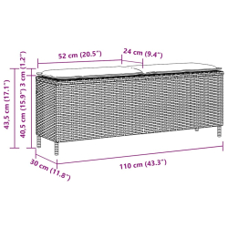 Ławka ogrodowa z poduszką Brązowa 110x30x40,5 cm Polirattan