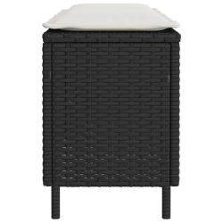 Ławka ogrodowa z poduszką Czarna 110x30x40,5 cm Polirattan
