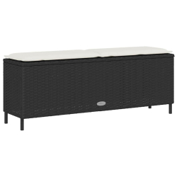 Ławka ogrodowa z poduszką Czarna 110x30x40,5 cm Polirattan