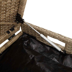 Ławka ogrodowa ze schowkiem i poduszką beżowa 100 cm polirattan