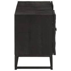 Szafka pod TV, czarna, 110x30x40 cm, lite drewno mango i żelazo