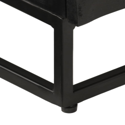 Szafka pod TV, czarna, 110x30x40 cm, lite drewno mango i żelazo