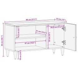 Szafka pod telewizor, 80x33x46 cm, lite drewno mango